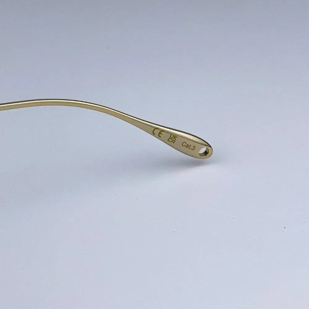 NEW GUCCI GG1147S 001 Gold Dark Gray Rimless Metal Butterfly Oversized Women